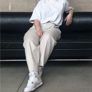 Aritzia Babaton Effortless Pant OG Linen Blend Creme Pant